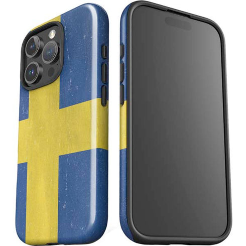 Sweden Flag Distressed iPhone 16 Pro Impact Case