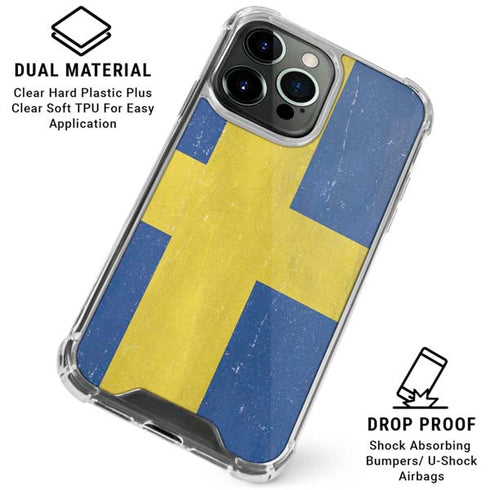 Sweden Flag Distressed iPhone 16 Pro Max Clear Case