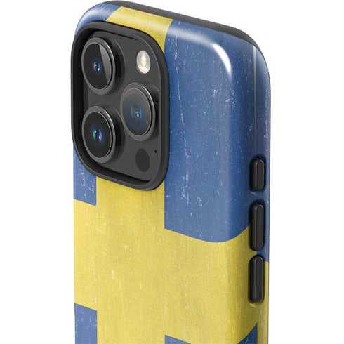 Sweden Flag Distressed iPhone 16 Pro Max Impact Case