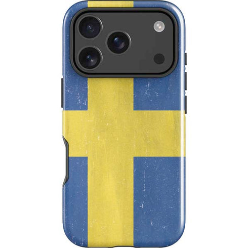 Sweden Flag Distressed iPhone 18 Pro Impact Case