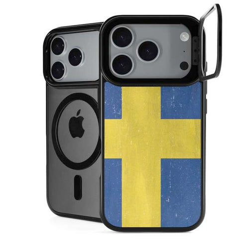 Sweden Flag Distressed iPhone 18 Pro Kickstand Case