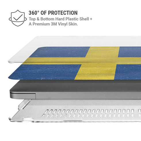 Sweden Flag Distressed MacBook Pro 14in (2021-24) Case plus Skin