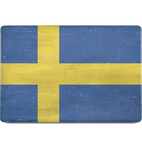 Sweden Flag Distressed MacBook Skins