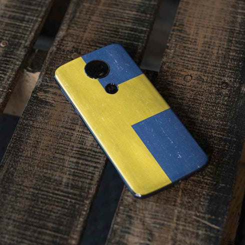 Sweden Flag Distressed Moto E5 Plus Skin
