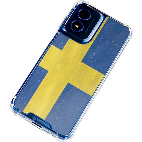 Sweden Flag Distressed Moto G 5G (2024) Clear Case