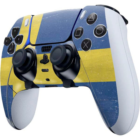 Sweden Flag Distressed PS5 DualSense Edge Pro Controller Skin
