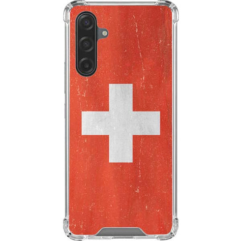 Switzerland Flag Distressed Galaxy A17 Clear Case