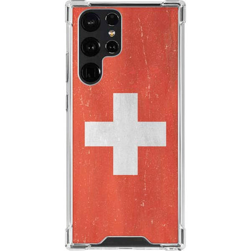 Switzerland Flag Distressed Galaxy S23 Ultra Clear Case