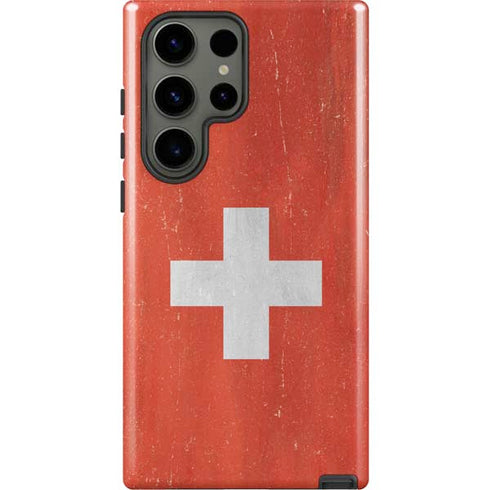 Switzerland Flag Distressed Galaxy S23 Ultra Pro Case