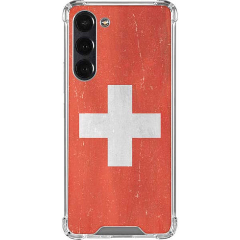 Switzerland Flag Distressed Galaxy S24 FE Clear Case