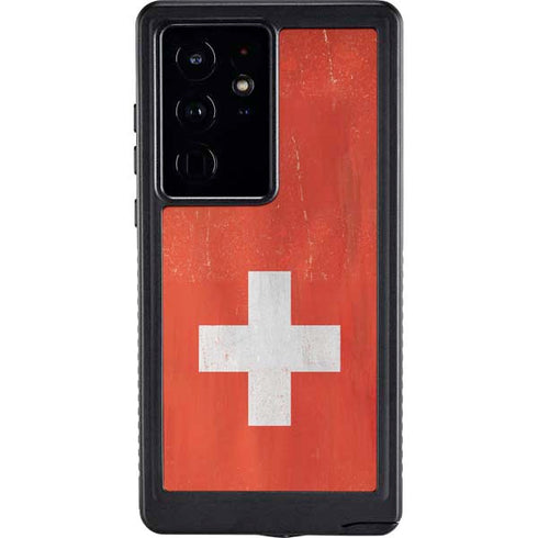 Switzerland Flag Distressed Galaxy S24 Ultra Waterproof Case