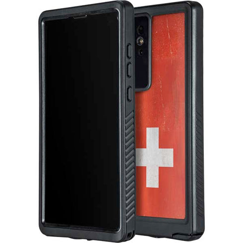 Switzerland Flag Distressed Galaxy S24 Ultra Waterproof Case