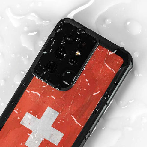 Switzerland Flag Distressed Galaxy S24 Ultra Waterproof Case