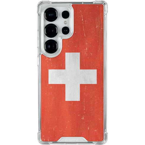Switzerland Flag Distressed Galaxy S25 Ultra Clear Case
