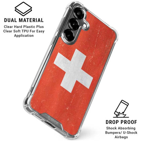 Switzerland Flag Distressed Galaxy S26 Clear Case