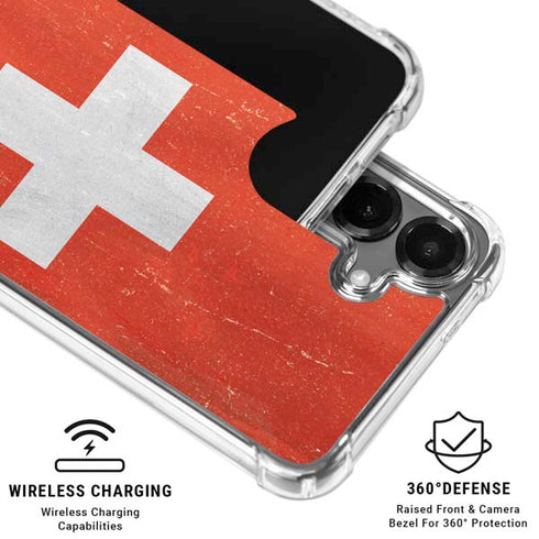 Switzerland Flag Distressed Galaxy S26 Plus Clear Case