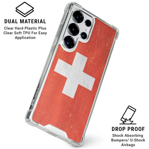 Switzerland Flag Distressed Galaxy S26 Ultra Clear Case
