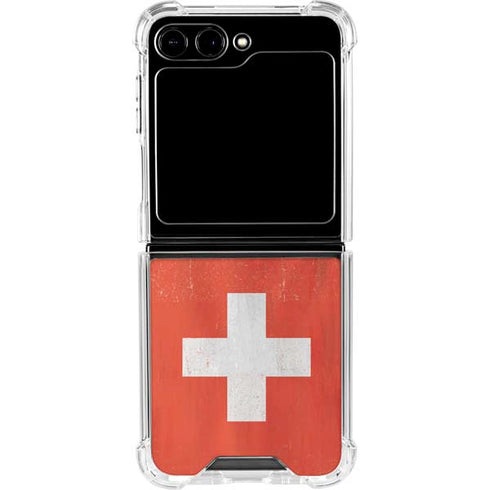 Switzerland Flag Distressed Galaxy Z Flip6 Clear Case
