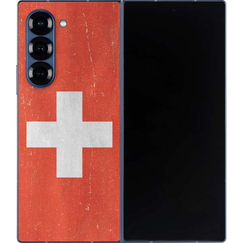 Switzerland Flag Distressed Galaxy Z Fold6 Skin