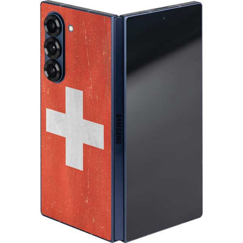 Switzerland Flag Distressed Galaxy Z Fold6 Skin