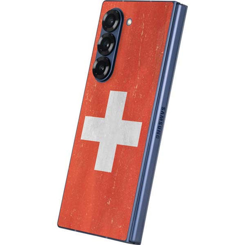 Switzerland Flag Distressed Galaxy Z Fold6 Skin