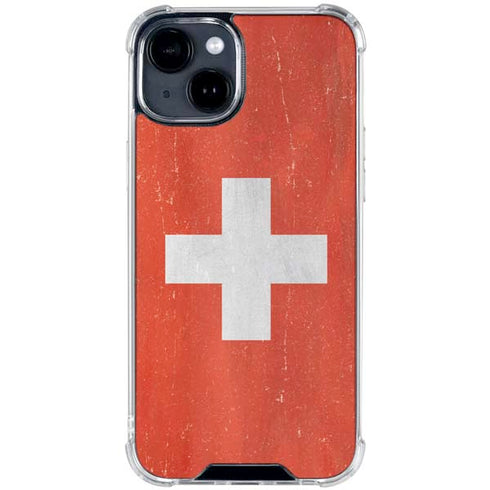 Switzerland Flag Distressed iPhone 15 Clear Case