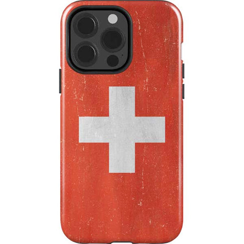 Switzerland Flag Distressed iPhone 15 Pro Impact Case