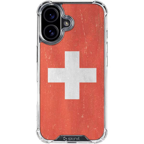 Switzerland Flag Distressed iPhone 16 Clear Case
