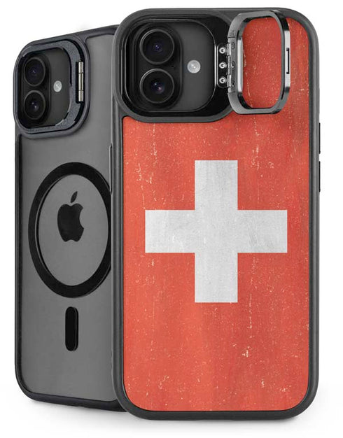 Switzerland Flag Distressed iPhone 16 Kickstand Case