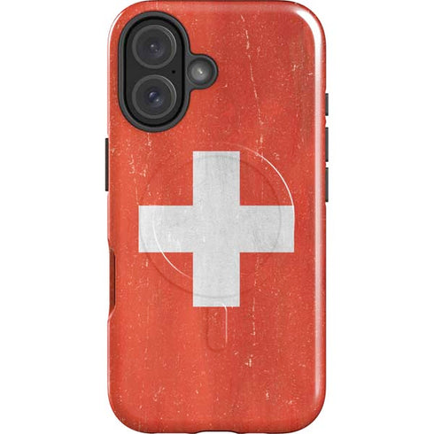Switzerland Flag Distressed iPhone 16 Magsafe Impact Case