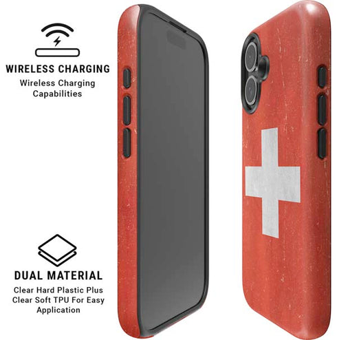 Switzerland Flag Distressed iPhone 16 Magsafe Impact Case