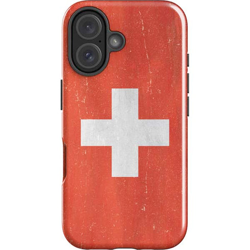 Switzerland Flag Distressed iPhone 16 Plus Impact Case