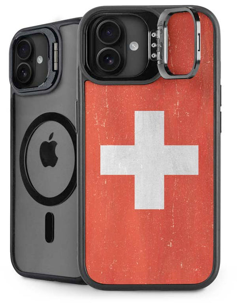 Switzerland Flag Distressed iPhone 16 Plus Kickstand Case
