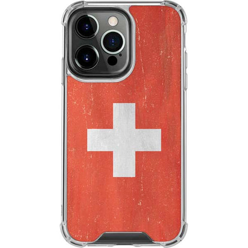 Switzerland Flag Distressed iPhone 16 Pro Clear Case