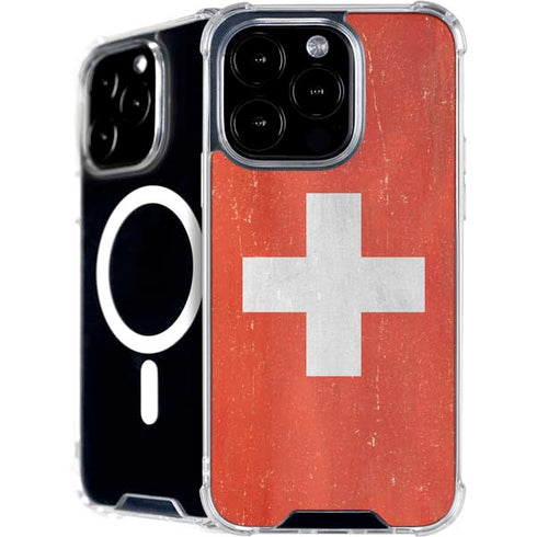Switzerland Flag Distressed iPhone 16 Pro MagSafe Case