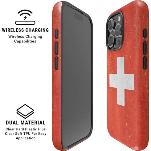 Switzerland Flag Distressed iPhone 16 Pro Magsafe Impact Case