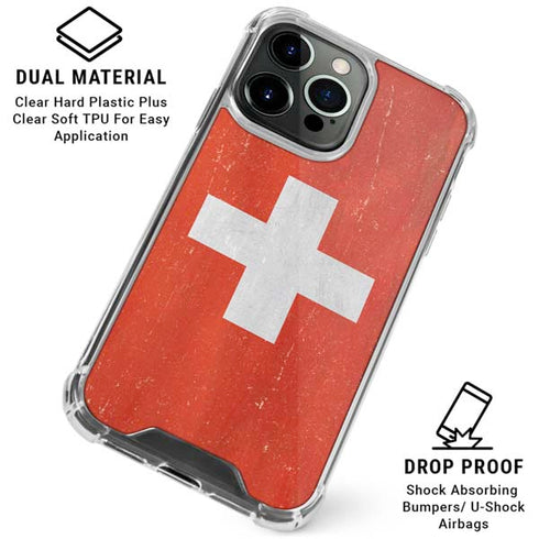 Switzerland Flag Distressed iPhone 16 Pro Max Clear Case