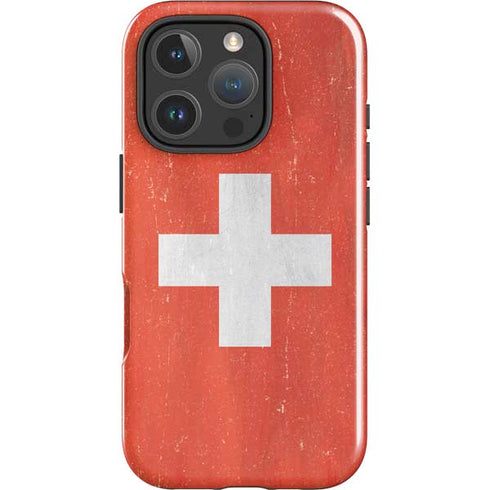Switzerland Flag Distressed iPhone 16 Pro Max Impact Case