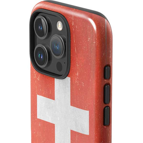 Switzerland Flag Distressed iPhone 16 Pro Max Impact Case
