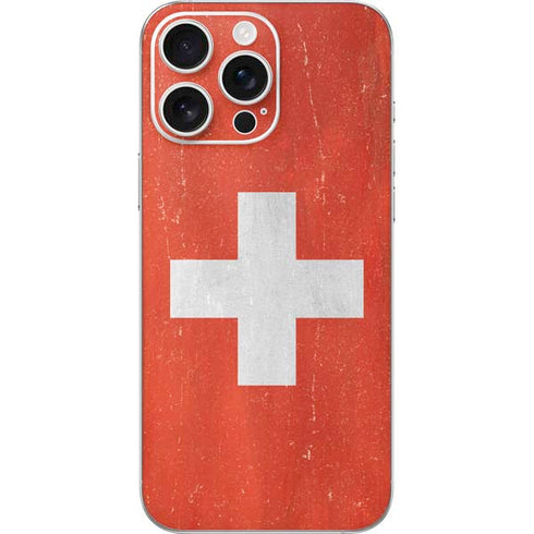 Switzerland Flag Distressed iPhone 16 Pro Max Skin