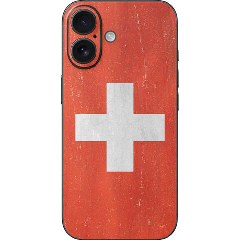 Switzerland Flag Distressed iPhone 16 Skin