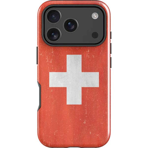 Switzerland Flag Distressed iPhone 18 Pro Impact Case