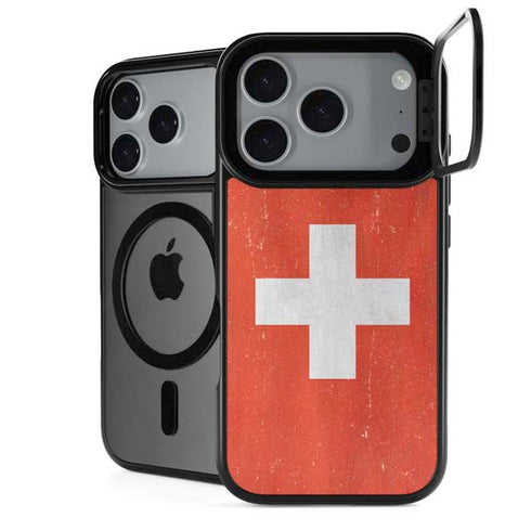 Switzerland Flag Distressed iPhone 18 Pro Kickstand Case