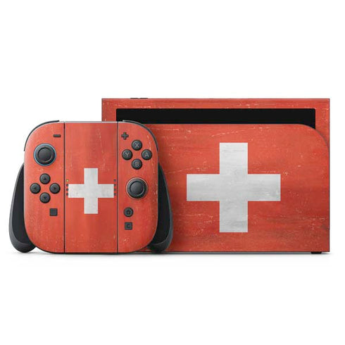 Switzerland Flag Distressed Nintendo Switch 2 (2025) with Joy-Con Skin