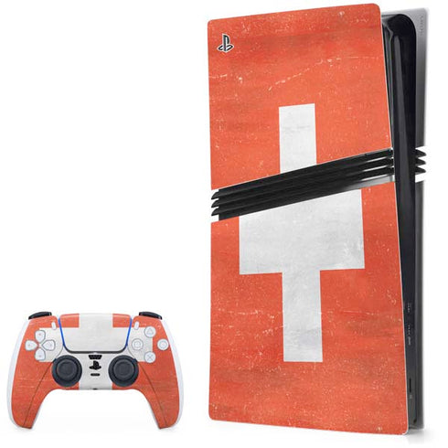 Switzerland Flag Distressed PlayStation PS5 Skins