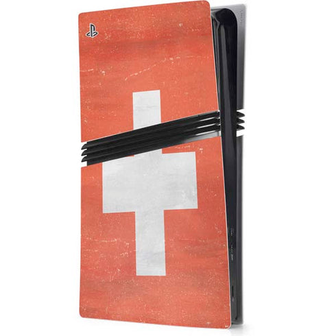 Switzerland Flag Distressed PS5 Pro Console Skin