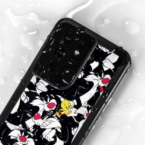 Looney Tunes Sylvester and Tweety Super Sized Galaxy S24 Ultra Waterproof Case