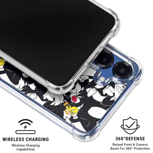 Looney Tunes Sylvester and Tweety Super Sized Galaxy S25 Clear Case
