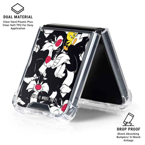 Looney Tunes Sylvester and Tweety Super Sized Galaxy Z Flip6 Clear Case