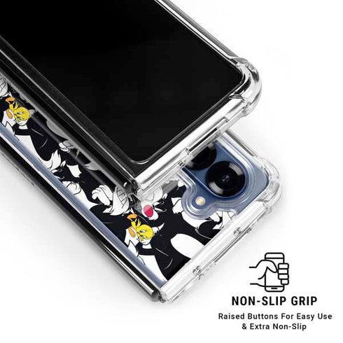 Looney Tunes Sylvester and Tweety Super Sized Galaxy Z Fold7 Clear Case